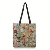 1pc Fashionable Embroidered Flower Pattern Bag, Niche Design Mesh Storage Handbag, Lightweight Shopping Bag Reusable Grocery Tote Bag Casual Travel Shoulder Beach Shopping Handbags Large Eco Reusable Shopping Bag Handle