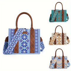 Bolso de mano estilo occidental para mujer, estilo bohemio, estilo azteca, bandolera