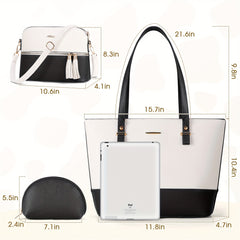 3-in-1 Tote Bag Handbags and Crossbody for Women Fashion and Purse Set 3pcs