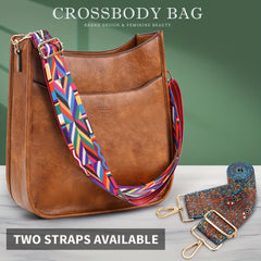 2PCS Adjustable Guitar Strap Vegan Leather Crossbody Bag For Women Hobo Handbags Purse Shoulder Bucket Bag