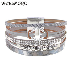 WELLMORE - Nuevas pulseras de cuero para mujer, modernas pulseras de cuero para mujer, joyería de moda, pulseras magnéticas, regalos para mujer