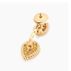 Pendientes de latón con doble ojo desmontable en oro de 18 quilates para mujer, joyería para fiesta, estilo bohemio, para desfile, estilo coreano, japonés y moderno.