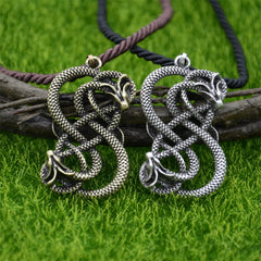 Norse Loki Double Dragon Goth Ouroboros Scandinavian Pendant Viking Mens Necklace Gothic Accessories Halloween Jewelery