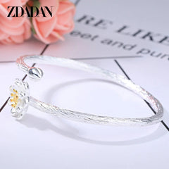 Pulsera de loto de plata de ley 925 ZDADAN, recién llegada, para mujer, regalo de joyería