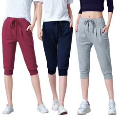 Pants for Women Summer Harem High Waisted Elastic Loose Joggers Sweatpants Calf Length Female Capris Trousers