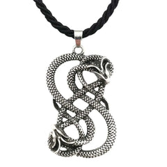 Norse Loki Double Dragon Goth Ouroboros Scandinavian Pendant Viking Mens Necklace Gothic Accessories Halloween Jewelery
