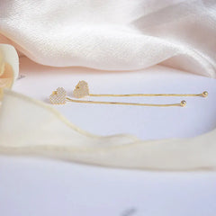 14k Gold Earrings Earrings For Women Long Micro-Encrusted Zircon Jewelry Accessories Women Earrings Hanging Small Love Earrings