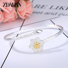 Pulsera de loto de plata de ley 925 ZDADAN, recién llegada, para mujer, regalo de joyería