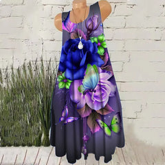 Vestido corto informal de verano para mujer, sin mangas, con estampado floral, color vino tinto, estilo urbano