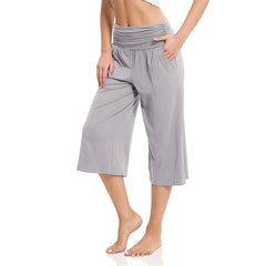 women pants summer loose cropped pants High Waist Solid Color Casual Trousers Pants With Pockets cozy breathable pantalon femme