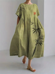 Color Matching 3D Printed Women's Crew Neck Dress, Harajuku Street Fashion Women's Ankle-length Dress, Party Dinner Dress