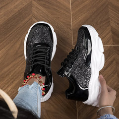 Women Sneakers Running Shoes Sports Casual Shoes Sportwear Walking shoesPatent leather sequined daddy women