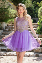 Lilac Short Homecoming Dress Lace Top Corset With Bra Sleeveless And Tulle Mini Cocktail Party Skirt For Women robe de soirée
