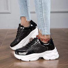 Women Sneakers Running Shoes Sports Casual Shoes Sportwear Walking shoesPatent leather sequined daddy women