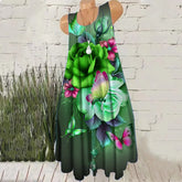 Sleeveless Women Floral Print Dresses Summer Beach Casual Female Short Dress Flower Pattern Wine Red Ladies Street Mini Dress