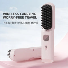 HIENA Straight Hair Comb For Women Wireless Negative Ion Curling Iron Portable Cordless Hair Curler Hairdressing Accessories