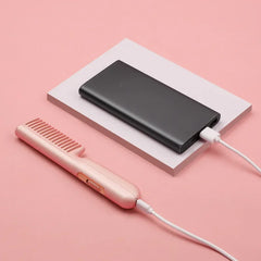 Wireless Hair Straightener Comb USB Charging Multifunctional Stylish Mobile Heat Comb for Curling And Straightening