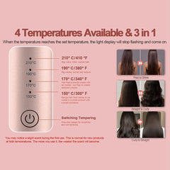 Curling Comb Cordless Hair Curling Iron Brush, Mini Travel Hot Straightener Comb, 3-in-1 Portable