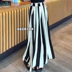Women Pants 2025 New Striped Wide leg Pants For Female Casual Versatile Fashion Large Size Trousers Female Casual Pants