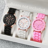 2/3PCS Women Watches Fashion Arabic Dial Silicone Band Quartz Watch Set(Without Box)