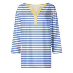 Tops For Women Women'S T Shirt Tee Print Button 3/4 Sleeve Daily Weekend Fashion Basic V Neck Regular Top Ropa De Mujer New