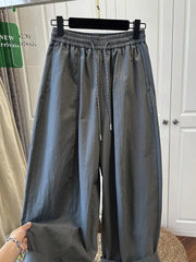 Women Loose Casual Pants 2025 New High Waist Wide Legs Trousers Korean Fashion Versatile Female Straight Through Pants