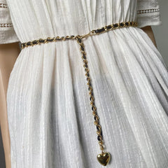 Women Metal Waist Chain Belt Long Thin Tassel Ball Heart Adjustable Waistband For Female Lady Dress Coat Decoration Strap Girdle