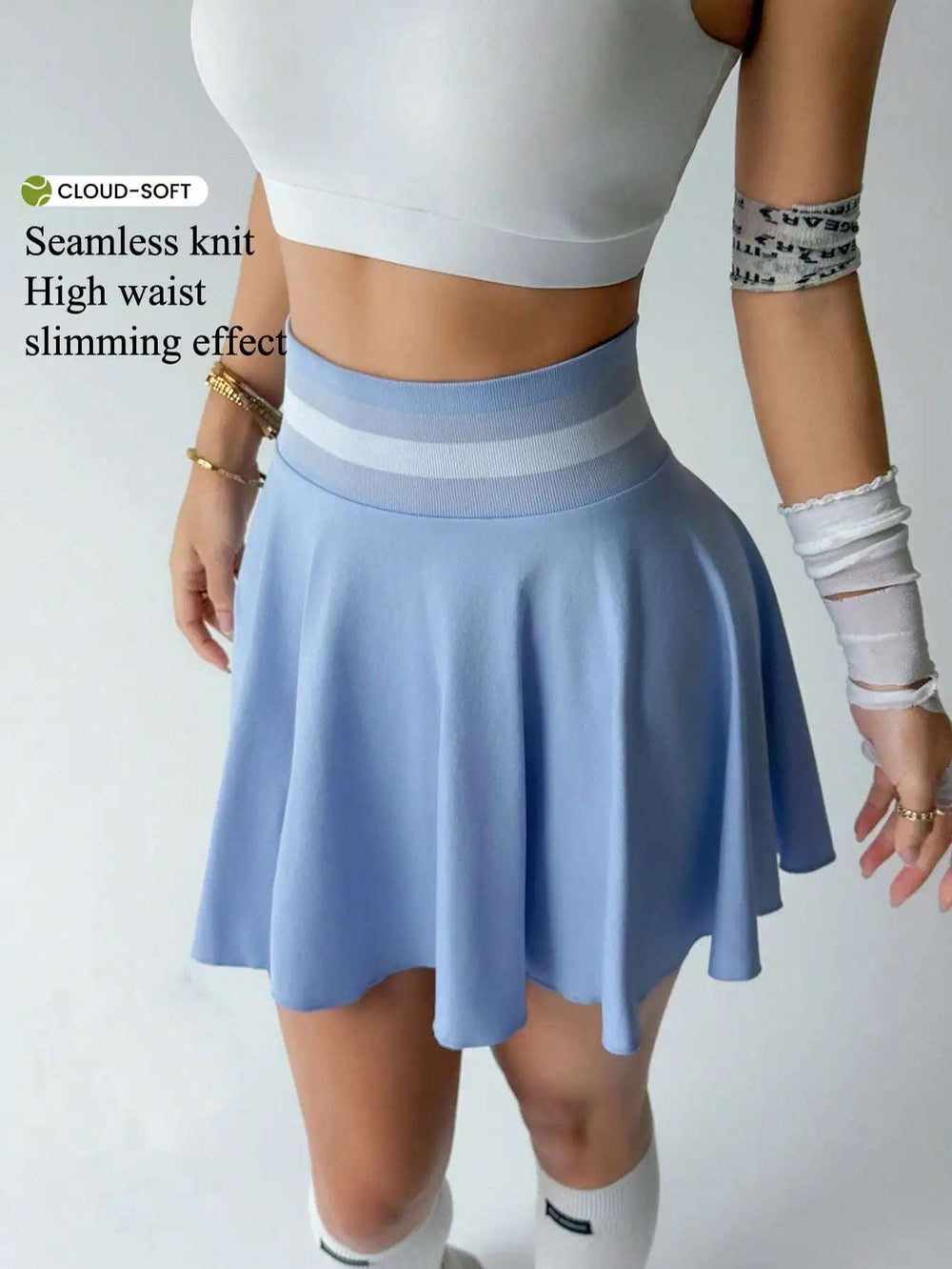 Sports Short Skirt Women Summer Anti-Walk Yoga PantsRrunning Fitness Clothes Quick Dry Breathable High Waist Pleated Skirt