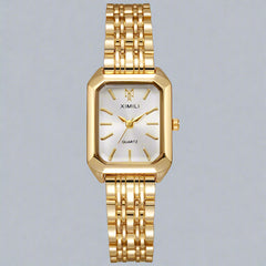 Women Watches Business Luxury Ladies Fashion Quartz Watch Simple Scale Square Quality Gold Plated Stainless Steel Folding Clock