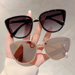 Casual Vintage Cat Eye Sunglasses Coated UV400 Protective Eyewear Gradient Lens Trendy Mirror Shades for Women & Men