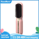 Hot Comb Hair Straightener Electric Heating Comb Fast Heating Portable Travel Anti-Scald Beard Straightener Curling Hot Comb