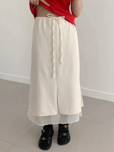 Double Layered Belted Straight Cut Long Skirt for Women Spring New Sle Korean High Waist Slit Commute Friendly Skirt