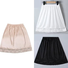 Breathable Kawaii Slip Skirt High Waist Anti-Lighting Underskirt Women Petticoats Lace Edge Underskirt Silk Dress Slip