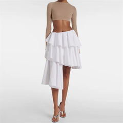 Women's skirt New irregular ruffle edge slim fit women's half skirt for summer 2025 High waist slim pure cotton long skirt y2k