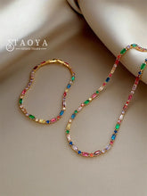 2025 Luxury Design Colorful Zircon Chain Necklace Bracelet Jewelry Sets Korean Fashion Accessories Exquisite Gift for Womens