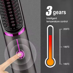 Cordless Hair Straightening Brush Portable Mini Travel Straightener Brush, Women's Ionic Hot Comb Straightener