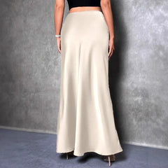 Stained Satin Skirt Spring and Summer New European and American Simple Imitation Silk Long Skirt for Women