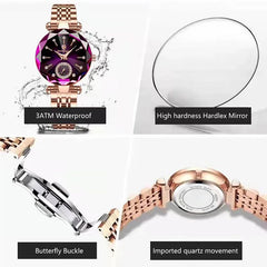 2026 Brand Women Watches Fashion Square Ladies Quartz Watch Bracelet Set Green Dial Simple Rose Gold Mesh Luxury Women Watches