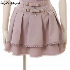 Japanese Skirts for Women High Waist A-line Ruffles Jupe Fashion Summer Saia 2025 Faldas Mujer De Moda Sweet Y2k Mini Skirt