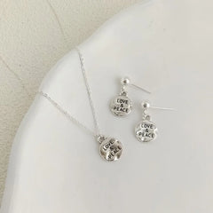 Conjunto de joyería palestina para mujeres y niñas, nuevo, chapado en plata 925, elegante letra "Amor, Paz", pendientes, collar y accesorios.