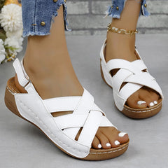 Sandalias de mujer, zapatos de verano, sandalias de talla grande, sandalias retro para mujer, zapatos de cuña para mujer, sandalias de punta abierta para mujer, calzado para mujer