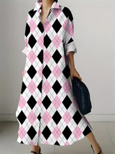 2025 New Fashion Dresses Autumn New Long Sleeve Lapel Shirt Dress Patchwork Printing Elegant Loose Commuter Women's Dresses