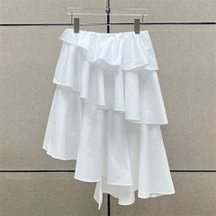 Women's skirt New irregular ruffle edge slim fit women's half skirt for summer 2025 High waist slim pure cotton long skirt y2k