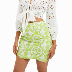 Summer Skirt Women 2025 New Fashion Stylish Embroidery Above Knee A-Line Bottom Wear