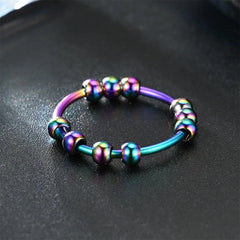 Tainless Steel Beads Anxiety Rings For Women Stress Relief Fidget Rings Men Simple Style Fashion Jewelry Accessories