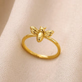 Fashion Bee Rings For Women Design Gold Color Stainless Steel Bee Ring Wedding Engagement Christmas Jewelry Gift