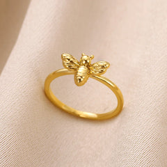 Fashion Bee Rings For Women Design Gold Color Stainless Steel Bee Ring Wedding Engagement Christmas Jewelry Gift