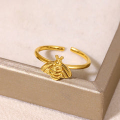 Fashion Bee Rings For Women Design Gold Color Stainless Steel Bee Ring Wedding Engagement Christmas Jewelry Gift