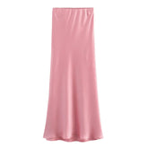 Satin Skirt Woman High Waist Elegant Long Skirts For Women Fashion Summer Midi Skirt Office Women's Skirts