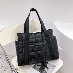 Winter Brand Women Shoulder Bags Fashion Quilted Lattice Large Capacity Black Handbags Designer Capacity Tote Handbags
